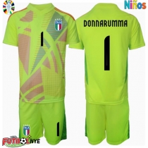 Camiseta Italia Gianluigi Donnarumma #1 Portero Primera Equipación para niños Eurocopa 2024 manga corta (+ pantalones cortos)